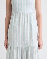 Sleeveless Square-Neck Linen-Blend Straight Maxi Dress