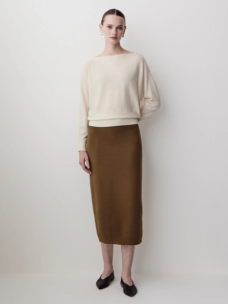 Long-Sleeve Off-the-Shoulder Merino-Wool Sweater