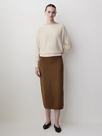 Long-Sleeve Off-the-Shoulder Merino-Wool Sweater