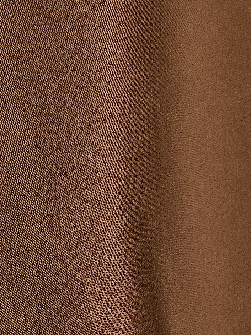 Long-Sleeve Crew-Neck Satin Blouse