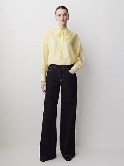 Dark-Wash High-Rise Ultra-Wide-Leg Jeans
