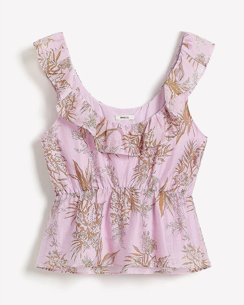 Blouse Sans Manches à Coupe Empire Col en U Volants