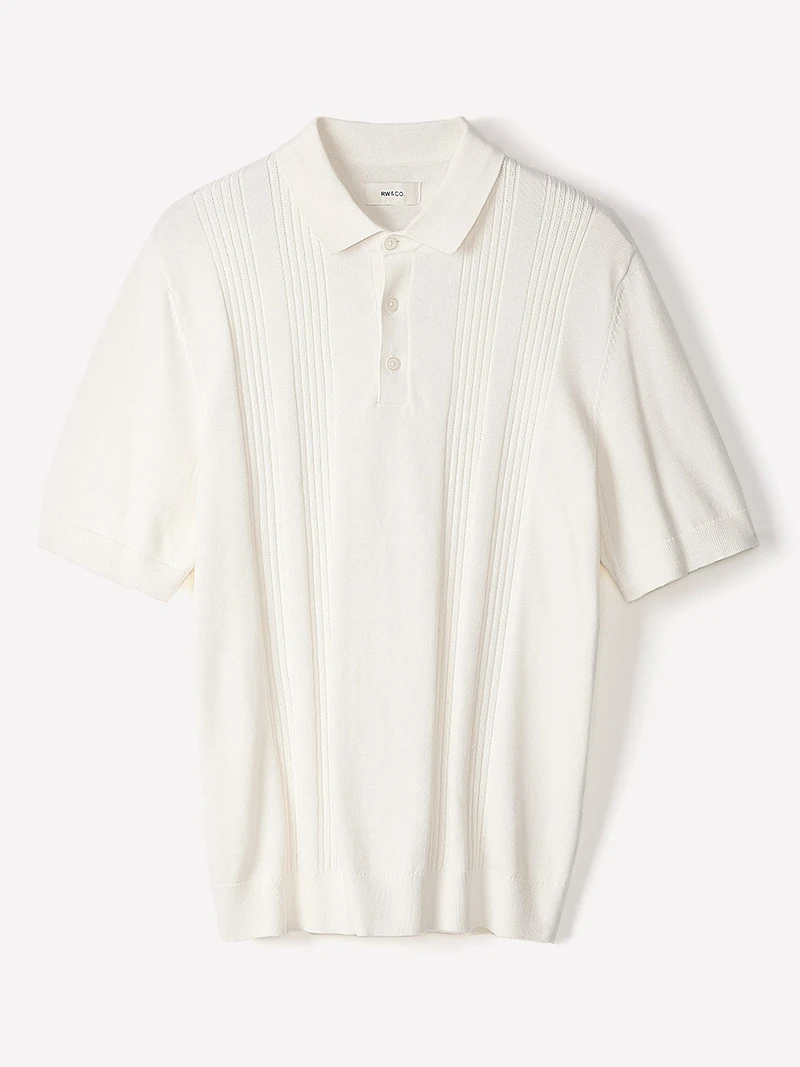 Polo à Manches Courtes en Coton avec Mailles Verticales