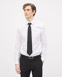 Black Linen-Blend Wide Tie