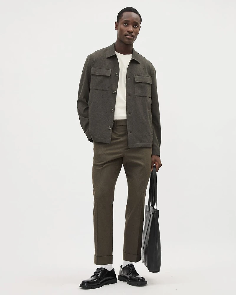 T-Shirt Uni à Col Rond en Coton Interlock Raffiné