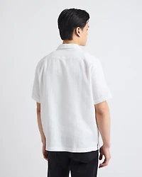 Short-Sleeve Solid Shirt with Camp Collar