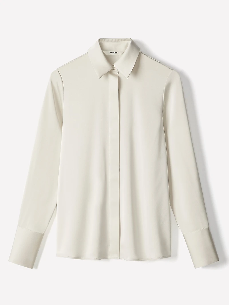 Chemise en Satin à Manches Longues