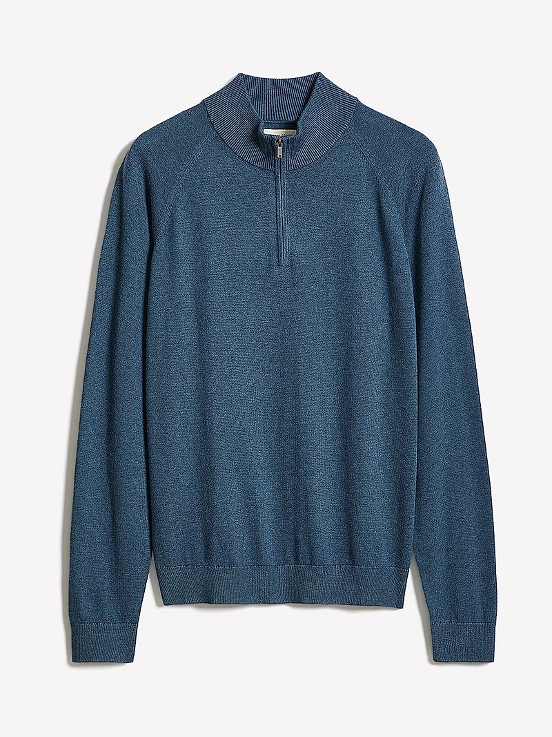 Pull à Col Montant Demi-Zip et Manches Longues