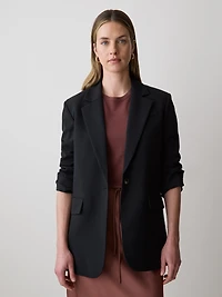 Veston Ample Noir à Boutonnage Simple