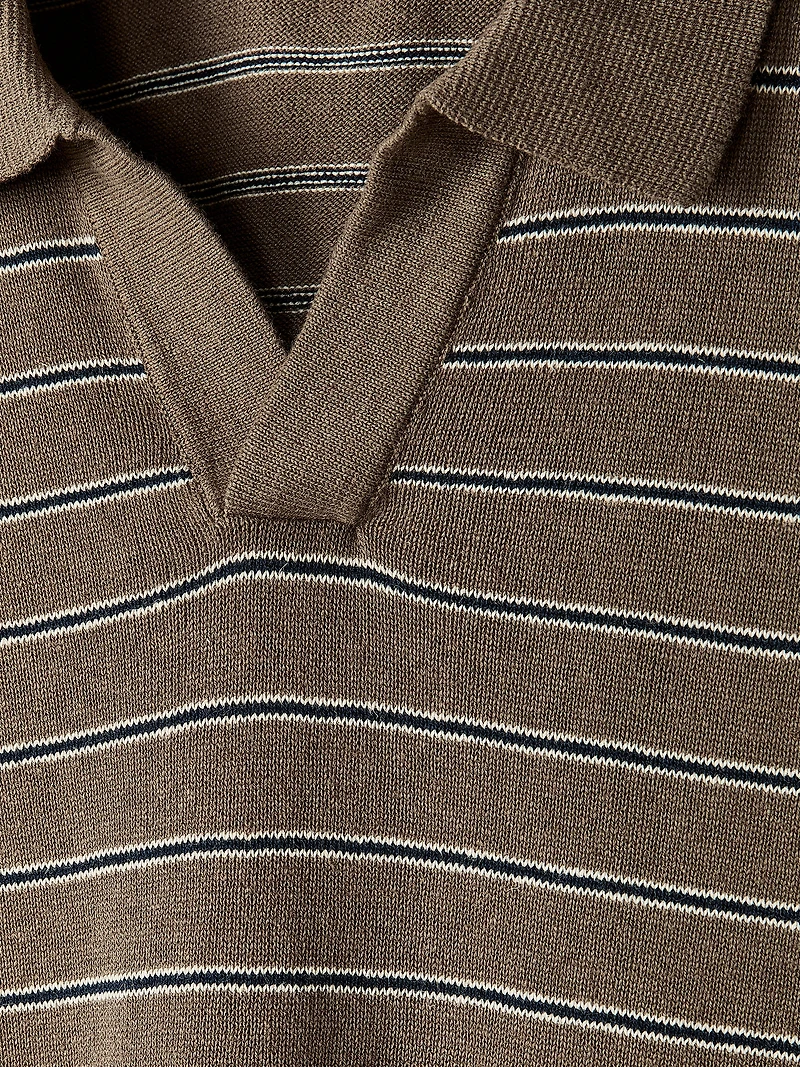 Polo en Mélange de Lin à Manches Courtes