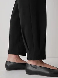 Pantalon Jogger Fluide Noir à Taille Mi-Haute et Jambe Fuselée