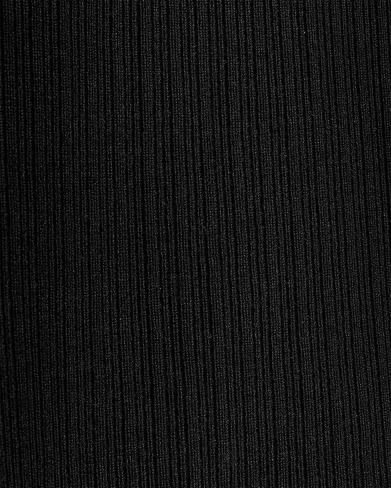 Camisole Côtelée à Col Rond avec Empiècement Transparent