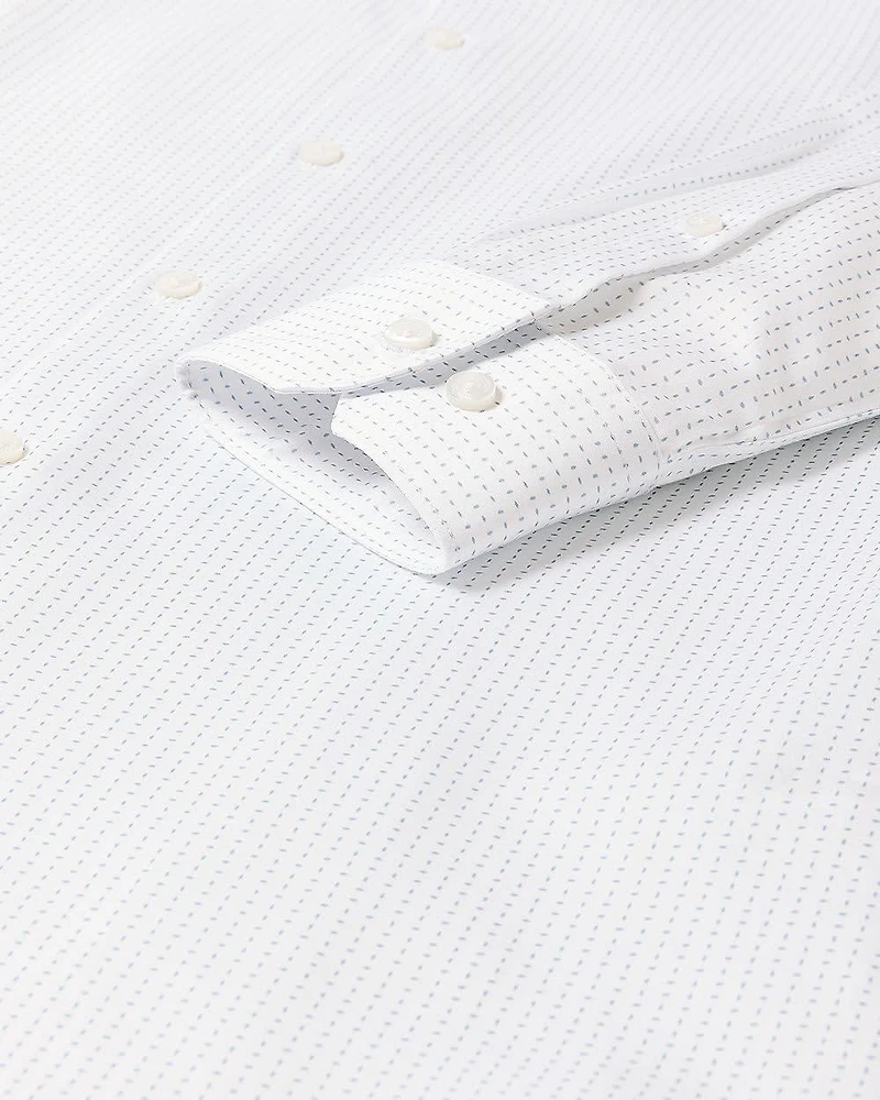 Chemise Habillée Blanche à Coupe Étroite Pois
