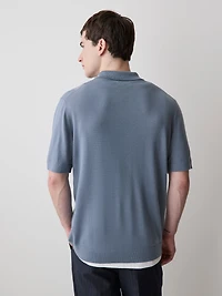 Cardigan en Laine Mérinos à Col Chemisier et Manches Courtes