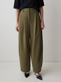 Pantalon en Sergé à Jambe Ballon et Taille Haute