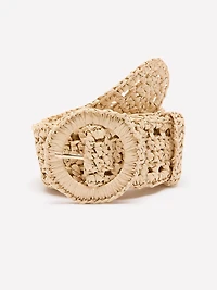 Ceinture en Raphia Non Extensible avec Boucle Ronde