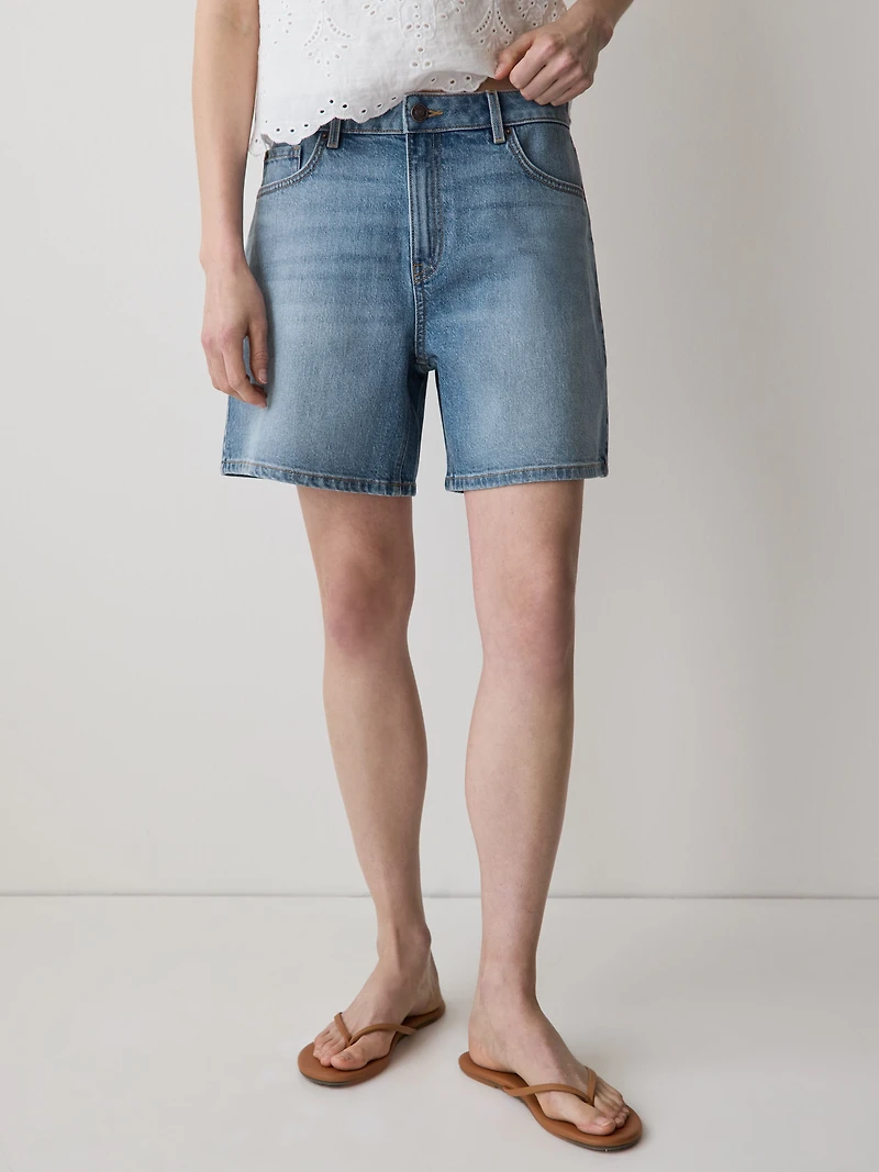 Short en Denim à Taille Haute