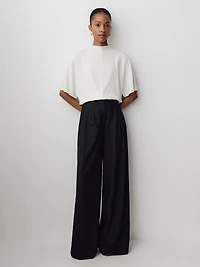 Short-Sleeve Mock-Neck Cape Blouse