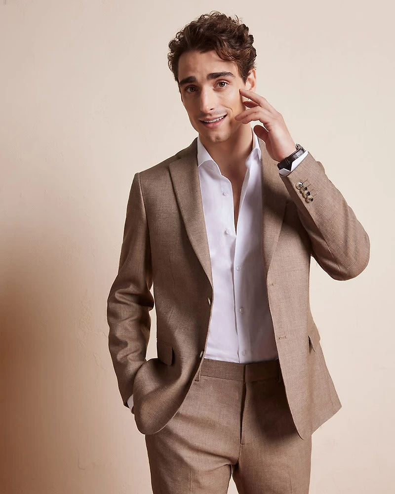 Slim Fit Stretch Linen Blazer