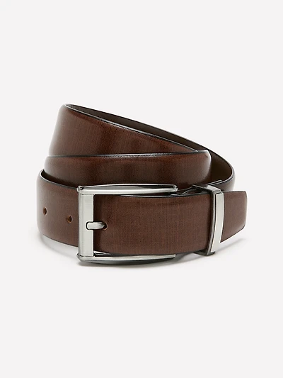 Ceinture en Cuir Brun Texturé