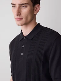 Polo à Manches Courtes en Coton avec Mailles Verticales