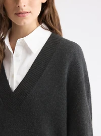 Robe en Laine Mérinos à Manches Longues et Col V