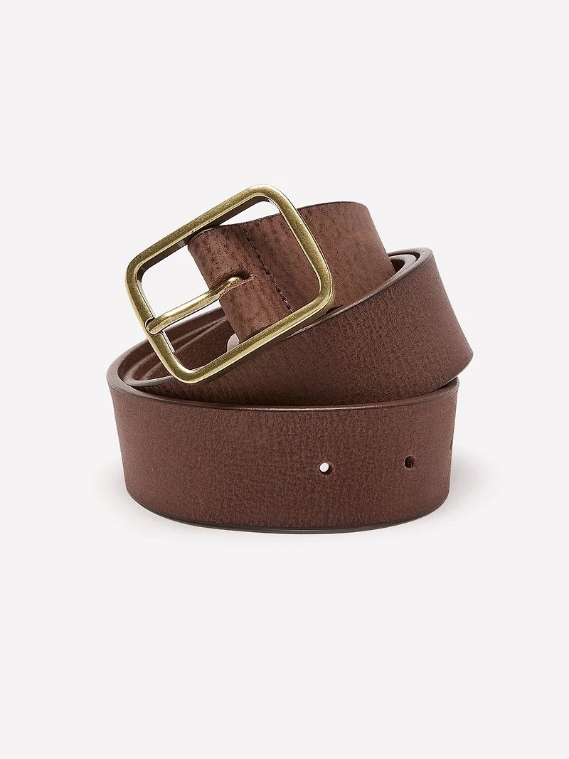 Ceinture en Cuir avec Boucle Laiton Vieilli