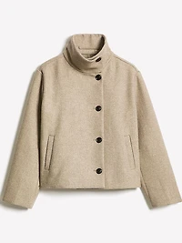 Wool-Blend Funnel-Neck Jacket