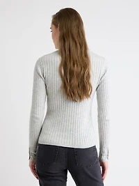 Mock-Neck Sweater with Buttons on Sleeves