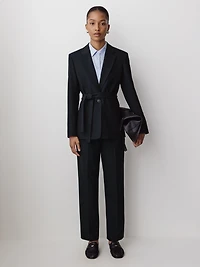 Veston Ample à Boutonnage Simple avec Ceinture Amovible