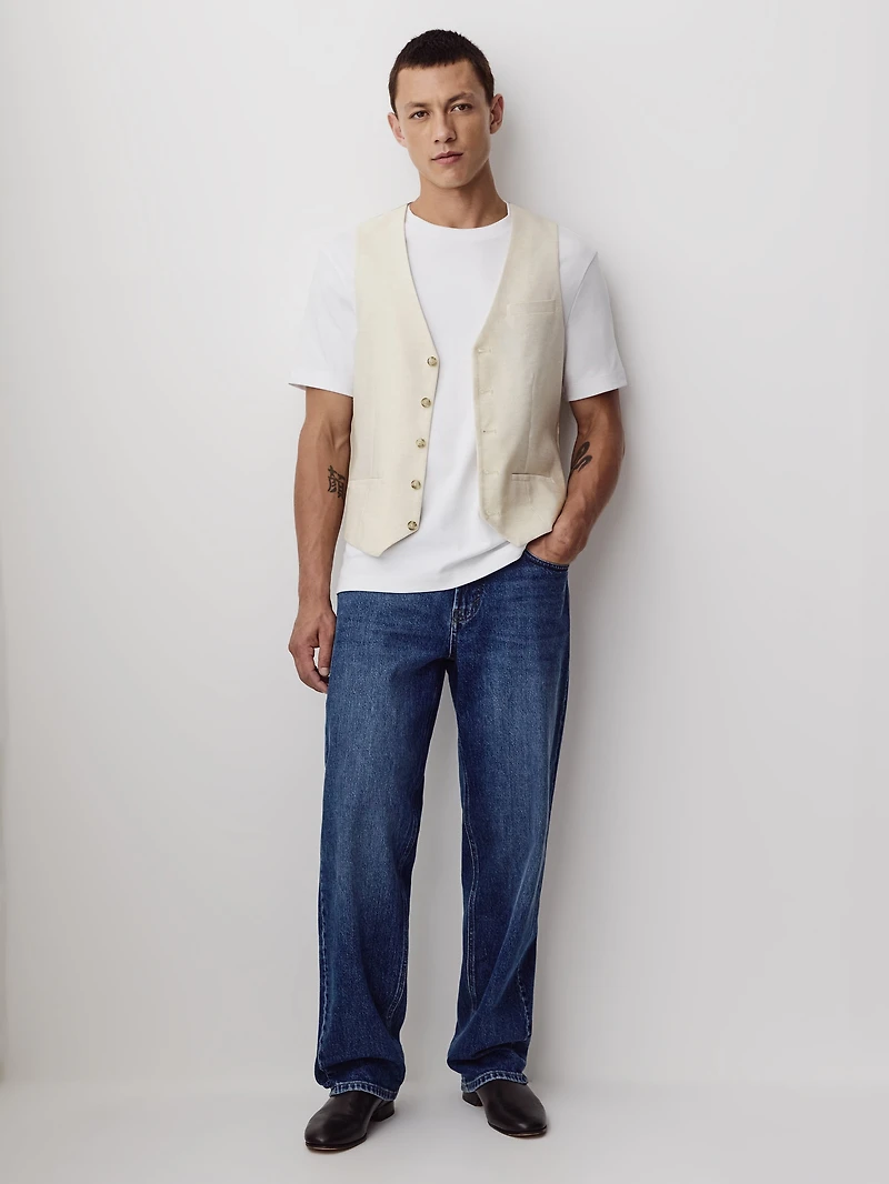 Stretch Linen Suit Vest