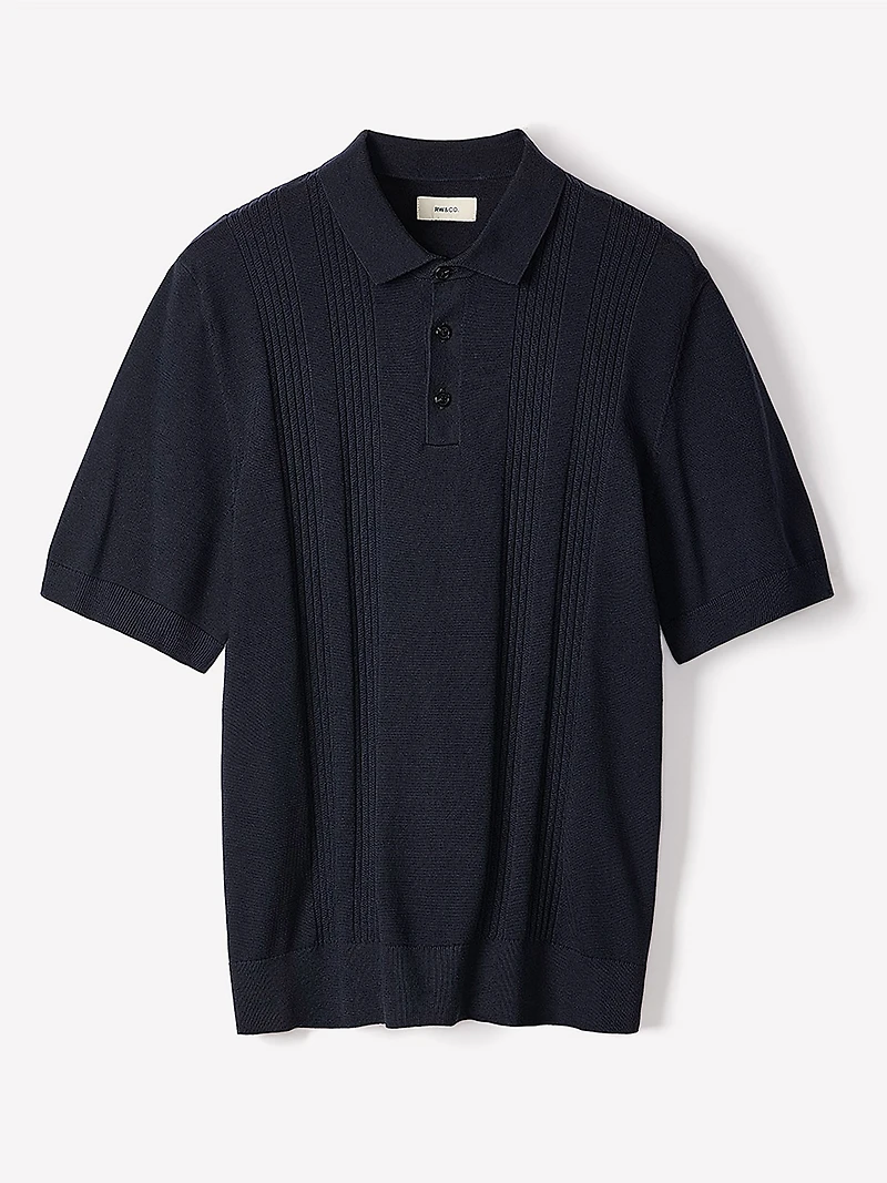 Polo à Manches Courtes en Coton avec Mailles Verticales