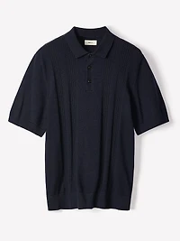 Polo à Manches Courtes en Coton avec Mailles Verticales