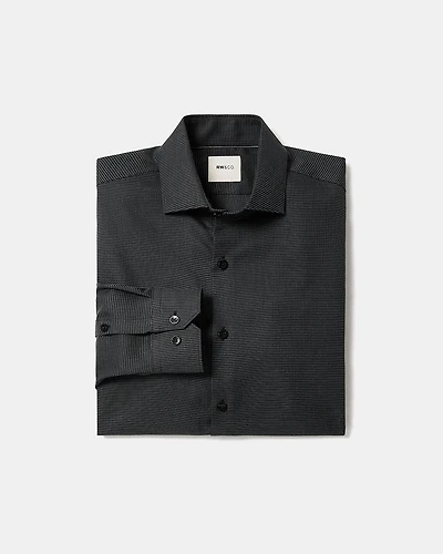 Chemise Habillée à Coupe Étroite en Dobby Micro Motif de Carrés