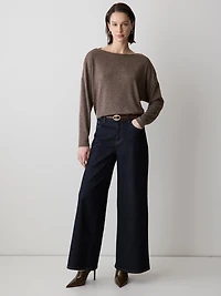 Haut Côtelé à Manches Longues et Col Rond