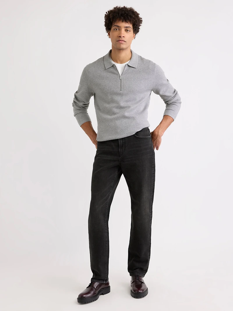 Jeans Gris Foncé à Jambe Droite