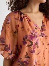 Blouse à Manches Courtes Volants et Col V