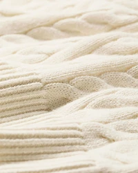 Long-Sleeve V-Neck Cable-Stitch Merino-Blend Sweater