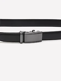 Leather Belt with Plate Buckle