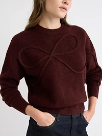 Long-Sleeve Crew-Neck Bow Sweater