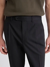 Wool-Blend Tapered-Leg Pleated Dress Pant