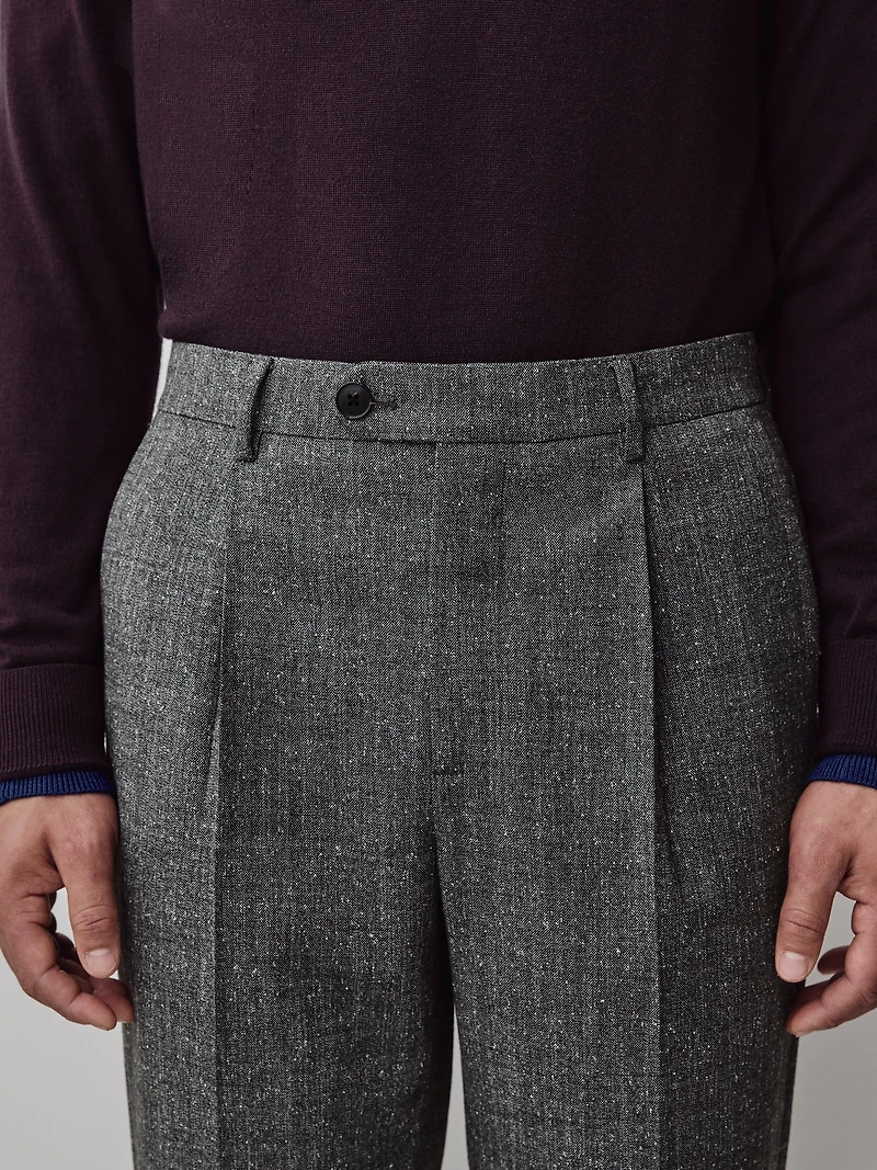 Pantalon de Ville en Tweed à Jambe Fuselée