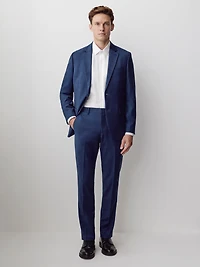 Pantalon de Complet Bleu en Laine à Coupe Étroite