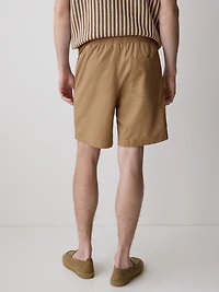 Short en Mélange de Lin à Taille Élastique
