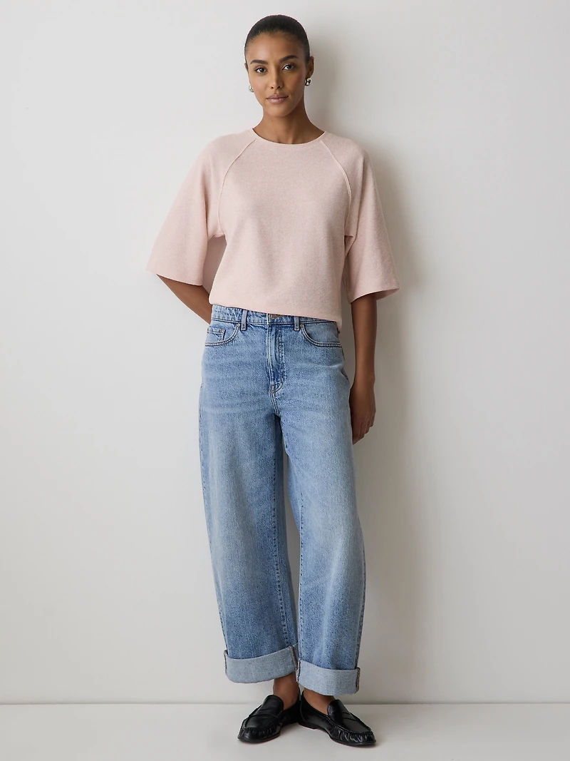 Long-Raglan-Sleeve Crew-Neck Top
