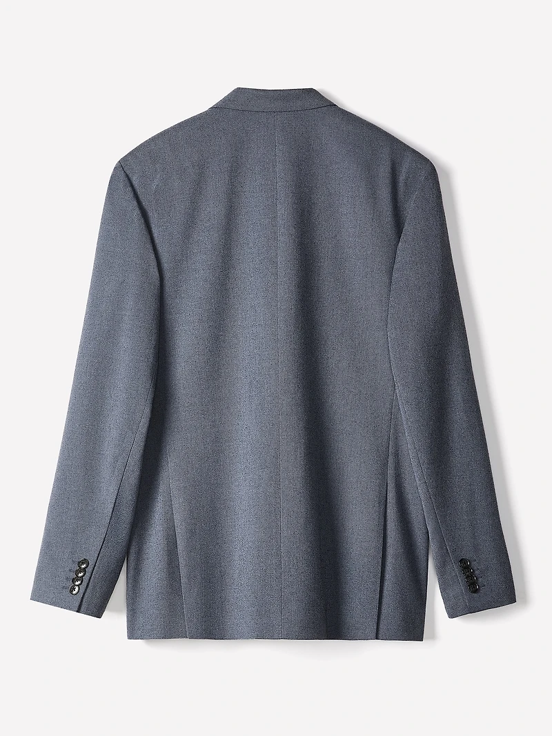 Veston en Sergé Brossé Bleu à Coupe Ajustée