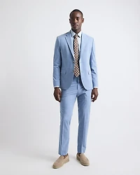 Slim-Fit Sky Blue Windowpane Suit Pant