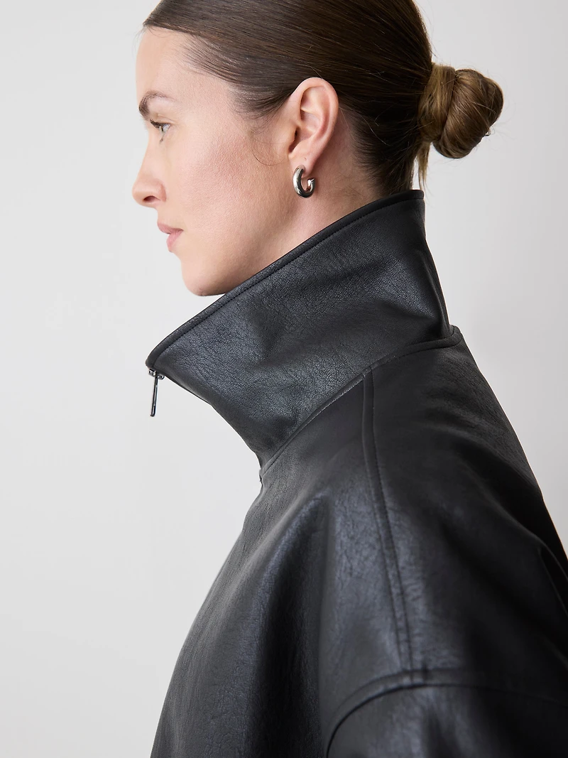 Faux Leather Bomber Jacket