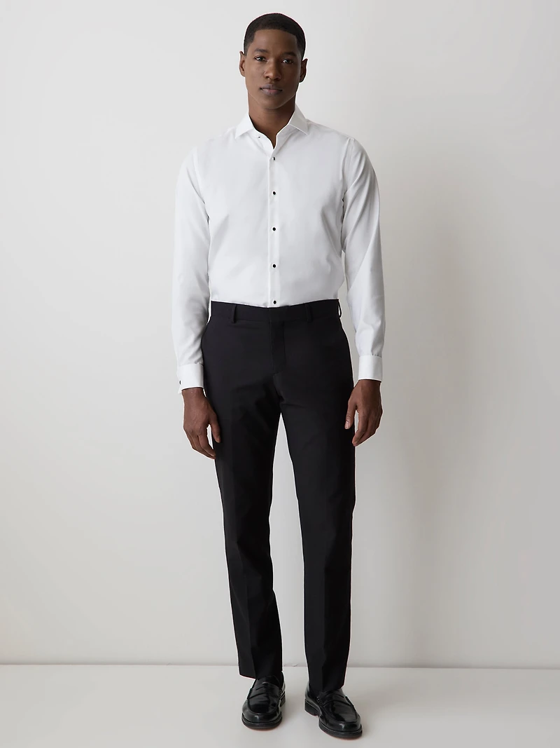 White Tailored Fit Tuxedo Shirt with French Cuffs