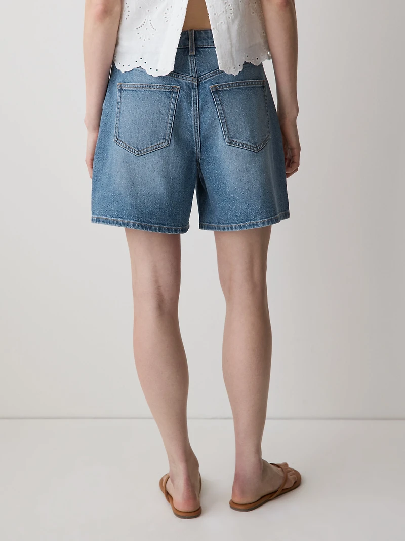 Short en Denim à Taille Haute